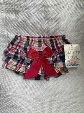Ruffle Butts Taylor Plaid Ruffle Bloomers in Pink, Navy & Yellow